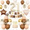 21st Birthday Balloon Number 21 Foil Balloon Happy Birthday Banner with Star Heart Balloons (21st Sand White Brown)